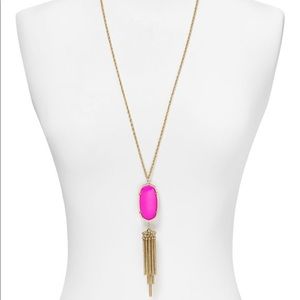Rayne Gold Long Pendant Necklace in Magenta